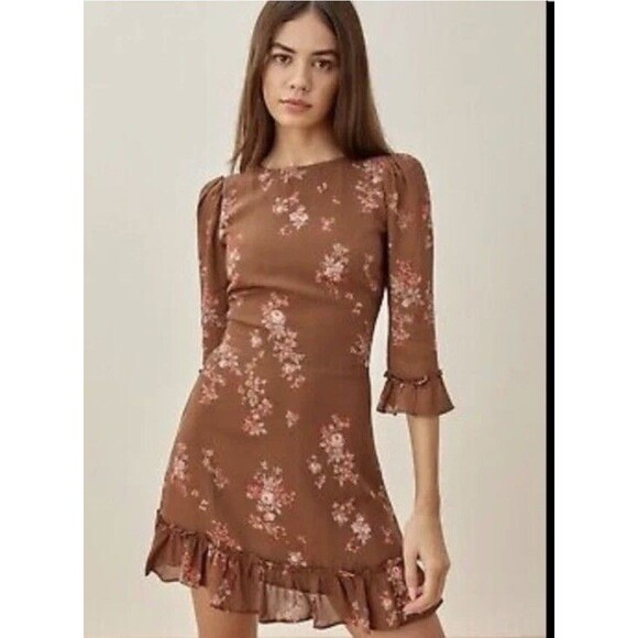 Reformation Doutzen Floral Mini Dress in Nona Sz 6 ASO Annie Sweet Magnolias